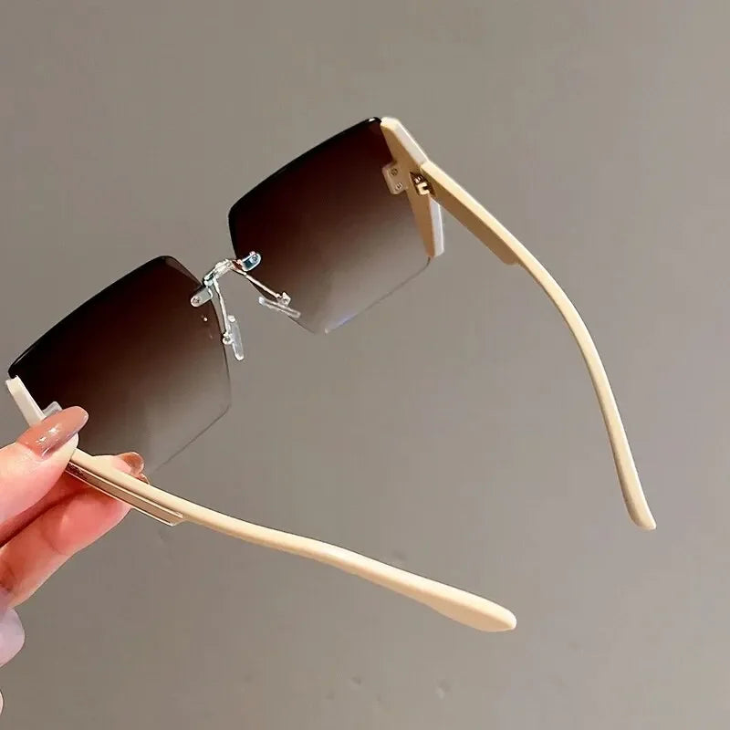 New Square Frameless Retro Sunglasses for Women Fashion Vintage Glasses Men Luxury Trend Brand Designer Shades UV400 Eyewear - JN Fashion Fusion