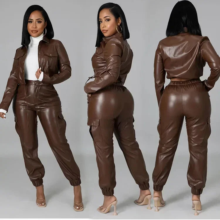 Women pants set with long sleeve cardigan and pencil pants, slim fit, solid design, zip fly, pockets, by JN Fashion Fusion