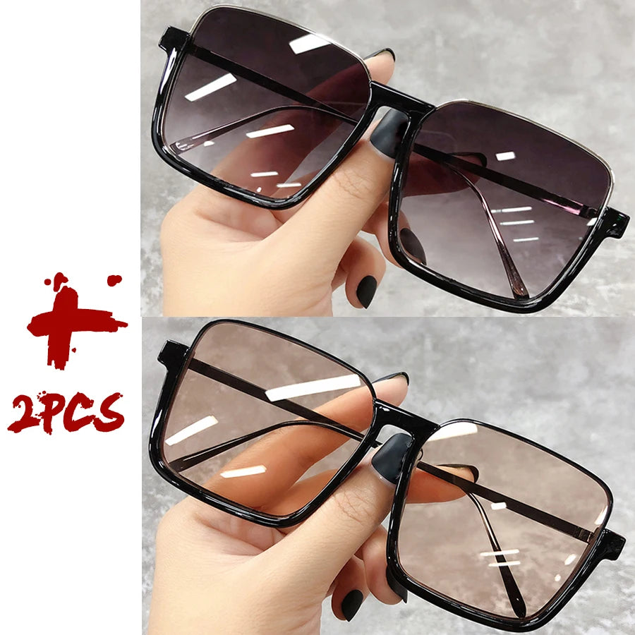 Sunglasses Women 2025 Drive Travel Big Square Frame Luxury Brand Design Gradient Colors Vintage Sun Glasses Ladies Men Unisex - JN Fashion Fusion
