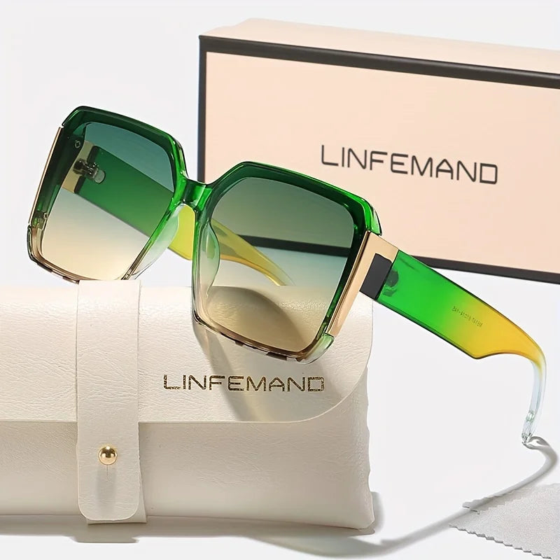 LINFEMAND Fashion Large Frame Decoration Glasses for Women UV400 Sunglasses Set Summer Dance Party Holiday Gift - JN Fashion Fusion