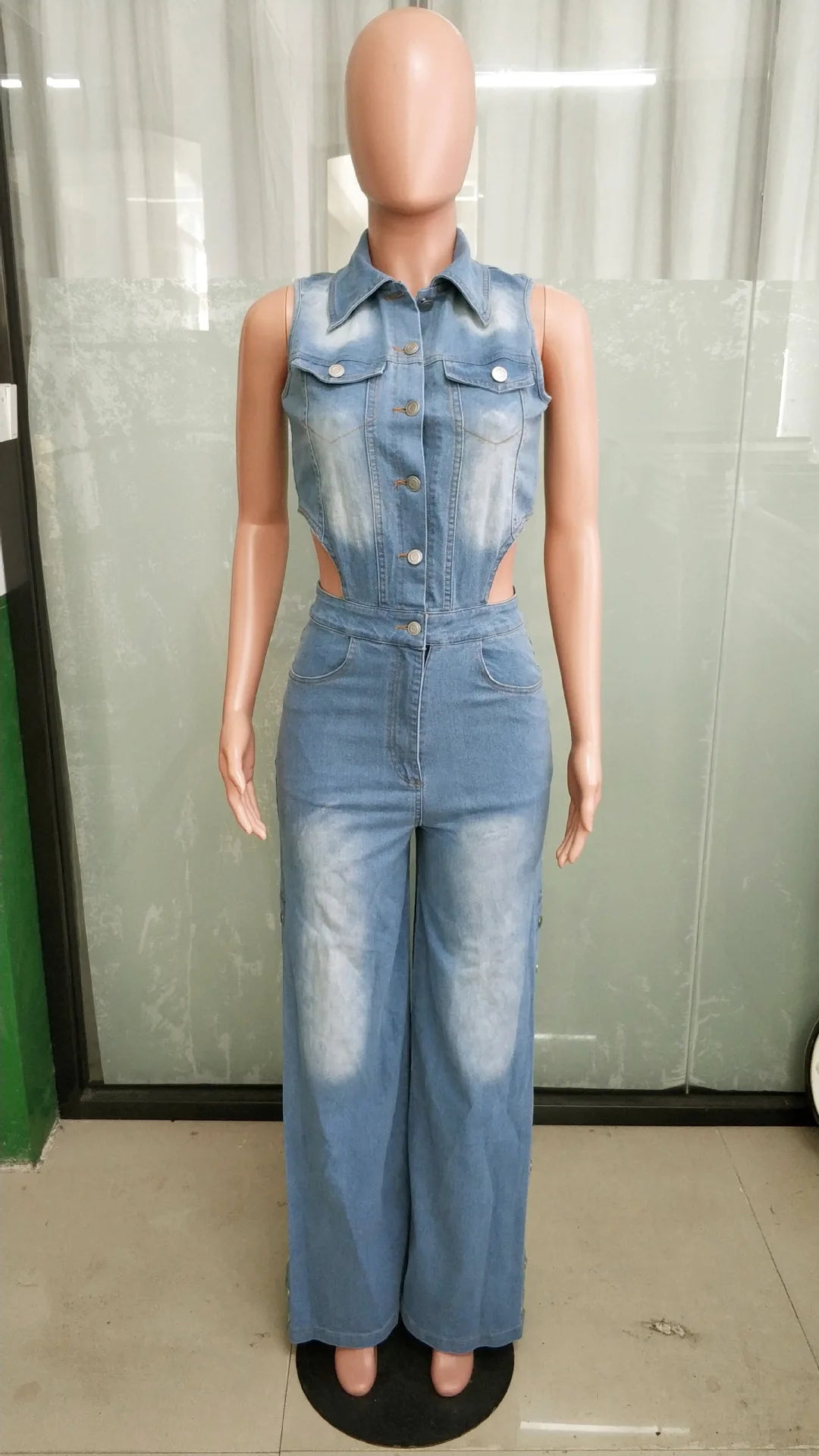 Jeans Jumpsuit Women Clothes Fall 2026 Fashion Side Button Straight Leg Pants Denim Rompers Playsuits One Pieces Overalls Outfit