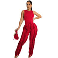 Elegant Women's Tracksuit Tank Top and Tassel Side Straight Pants Suit Streetwear 2026 INS Two 2 Piece Set Outfits - JN Fashion Fusion