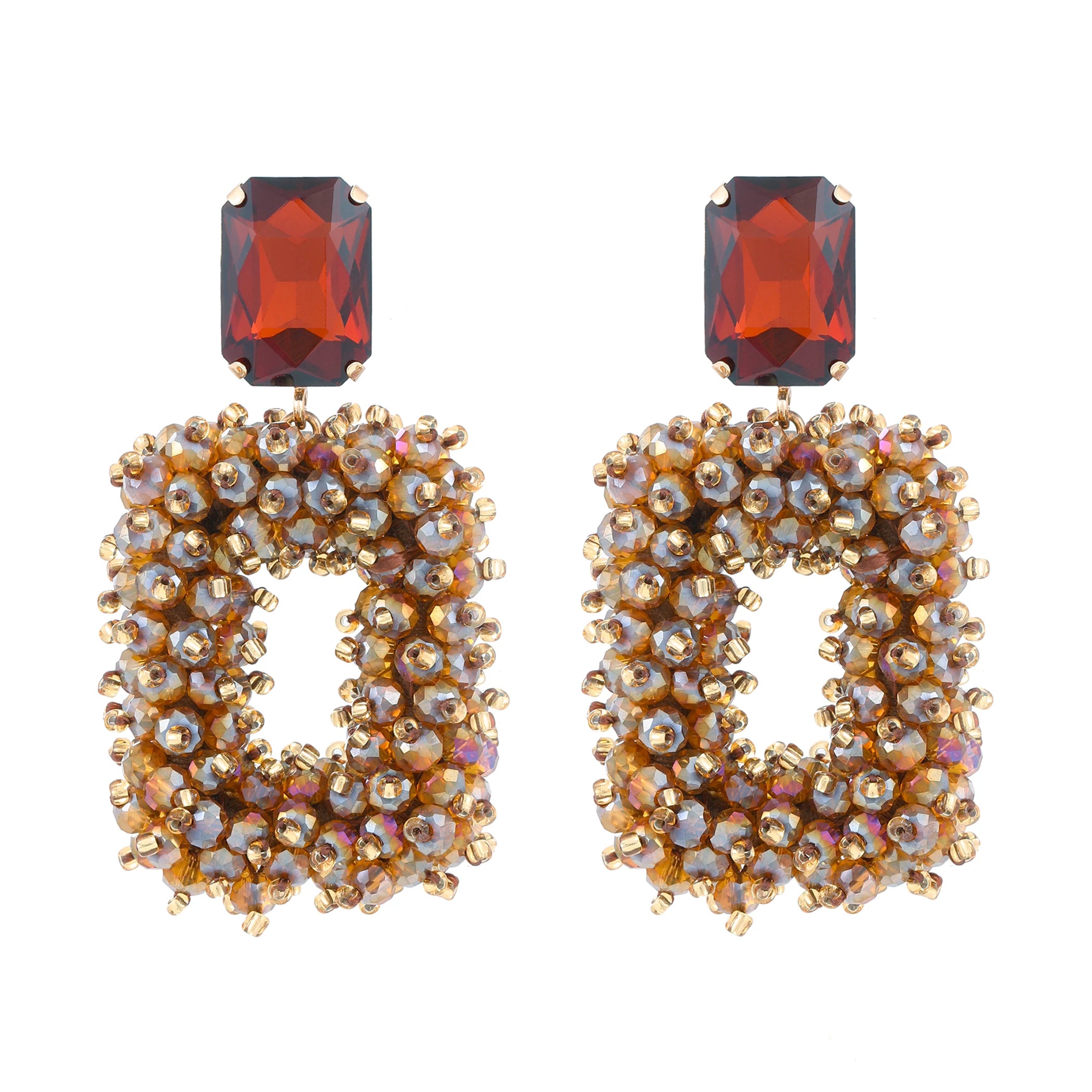 INKDEW Square Crystal Drop Earrings for Women Big Long Earrings Handmade Faceted Beads Earrings Jewelry Gift boho Fashion EA123 - JN Fashion Fusion