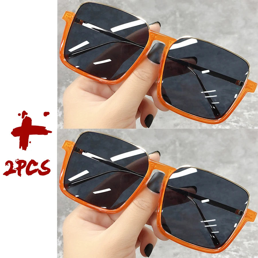 Sunglasses Women 2025 Drive Travel Big Square Frame Luxury Brand Design Gradient Colors Vintage Sun Glasses Ladies Men Unisex - JN Fashion Fusion