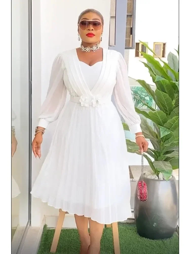 African Dress Women Fashion Elegant Clothing Plus Size Wedding Party Summer Dressing 2026 For Office Pleated Skirt Daily Wear