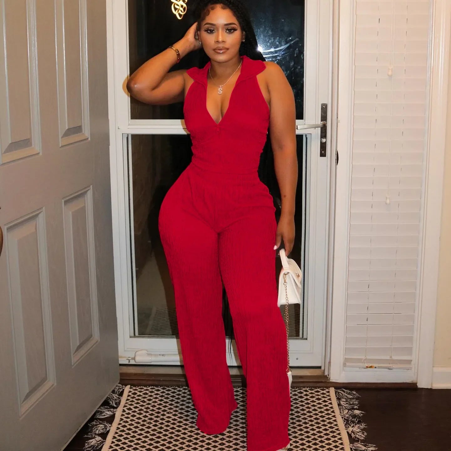 Women's Two-piece Lapel Sleeveless Top Pleated Casual Pants Set for Summer 2025 - JN Fashion Fusion