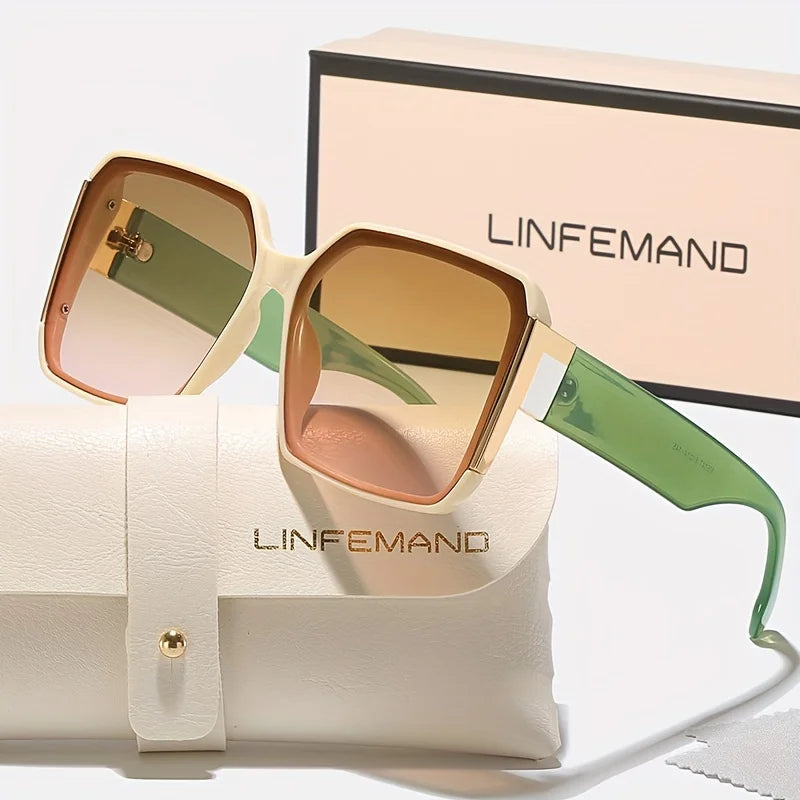 LINFEMAND Fashion Large Frame Decoration Glasses for Women UV400 Sunglasses Set Summer Dance Party Holiday Gift - JN Fashion Fusion