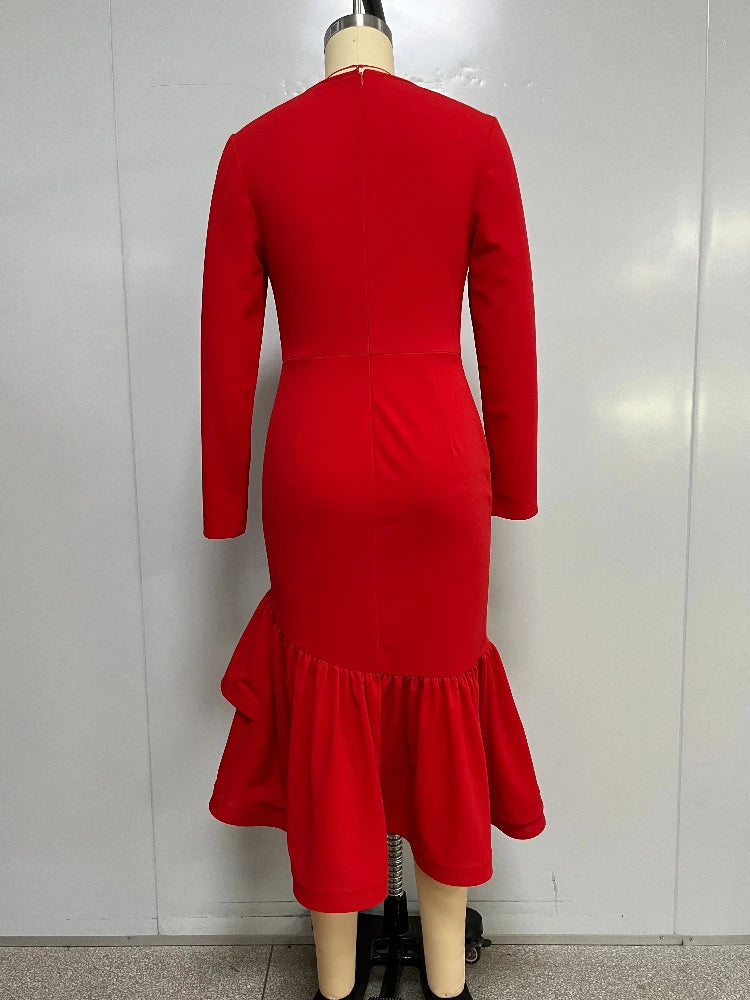 Elegant Church Dresses Long Sleeves Mermaid Ruffles for Women Office Ladies Work Business Party Fashion Autumn 2026 New African - JN Fashion Fusion