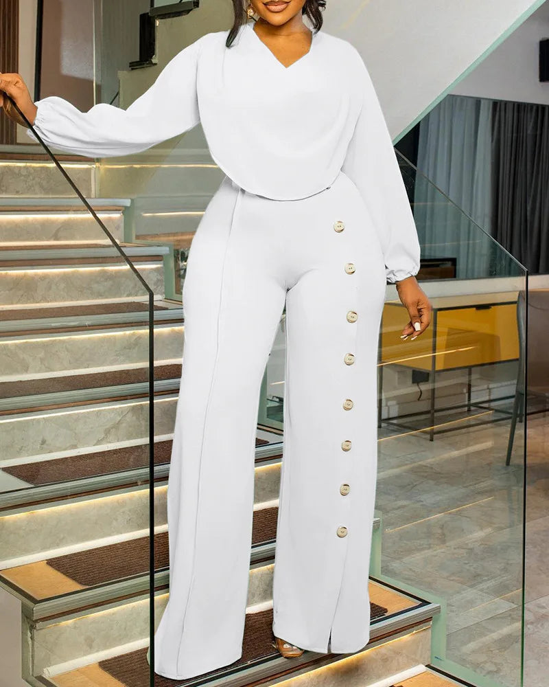 African Elegant Fashion Women Jumpsuits Dashiki Long Sleeve Wide Leg Pants Rompers Party Office Outfits 2025 Summer Spring - JN Fashion Fusion