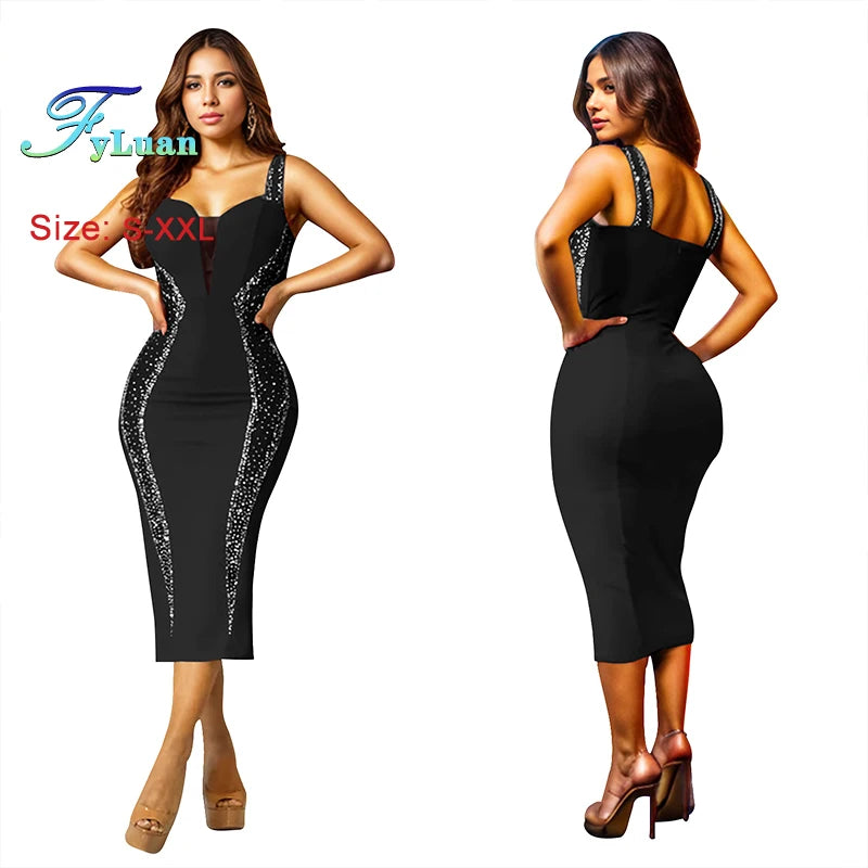 Suspender Solid Color Women Temperament Long Dresses European And American New Sleeveless Beautiful Bodycon Ceremony Girl Dresse - JN Fashion Fusion