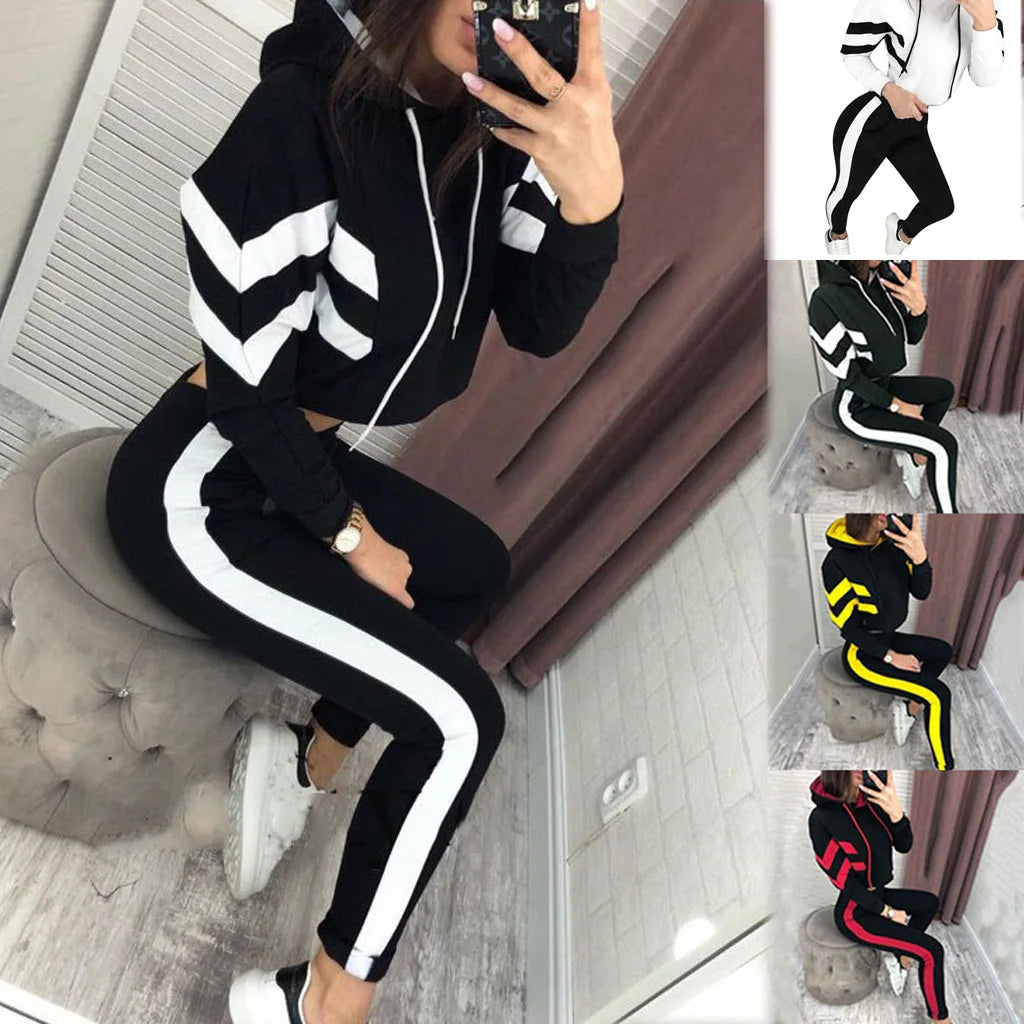2 Pieces Set Women 2022 Hot Style Europe America Autumn Hooded Fleece Suit two-piece Show Hilum Sports Set Dropshipping ZXP9528 - JN Fashion Fusion
