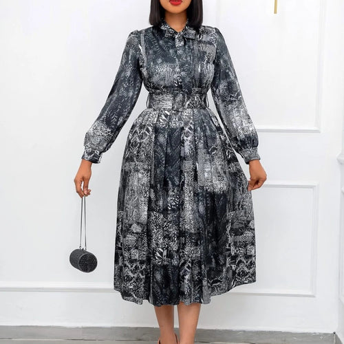 Elegant African women's dress by JN Fashion Fusion featuring a pleated dashiki-inspired design and midi length for spring and summer.