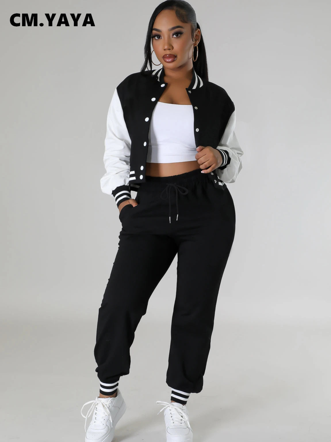 Women's long sleeve jacket and jogger pants set by JN Fashion Fusion, active streetwear tracksuit, stylish two-piece outfit