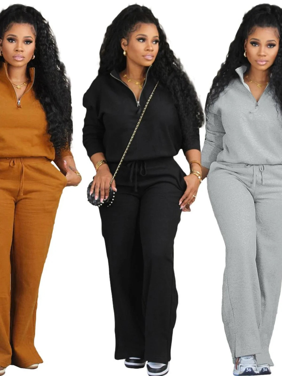 Loose Fit Pure Color Sportswear Set Faionable Long Sve Long Pants Women's Ensemble Autumn Season Cross-border Sle