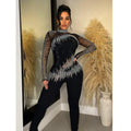 CM.YAYA Women Diamonds Hot Rhinestones Mesh See Though Long Sleeve Stretch Jumpsuit 2023 Party Evening Playsuit One Piece Set - JN Fashion Fusion