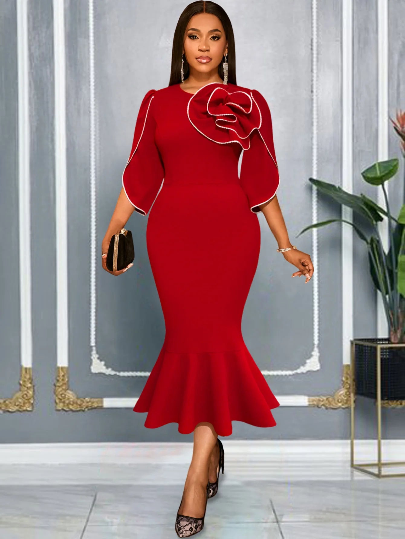 African Party Evening Dresses for Women Elegant Dashiki Short Sleeve Polyester Long Maxi Dress Africa Clothing