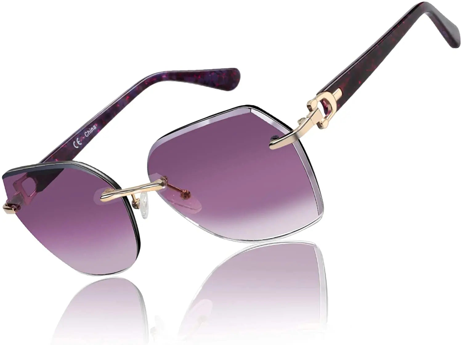 ZENOTTIC Fashion Women Rimless Sunglasses for Ladies 2024 Trendy Geometric Diamond Cutting Gradient Lens UV Protection Shades - JN Fashion Fusion