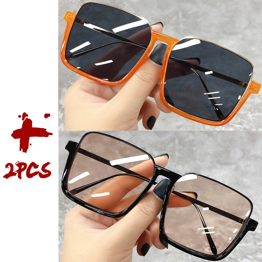 Sunglasses Women 2025 Drive Travel Big Square Frame Luxury Brand Design Gradient Colors Vintage Sun Glasses Ladies Men Unisex - JN Fashion Fusion