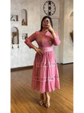 EGRM Miyake Pleated New Splicing Hollow Lace Lapel Plus Size Dresses Elegant Slim Women's Formal Occasion Prom Dresses and Church 
Dresses