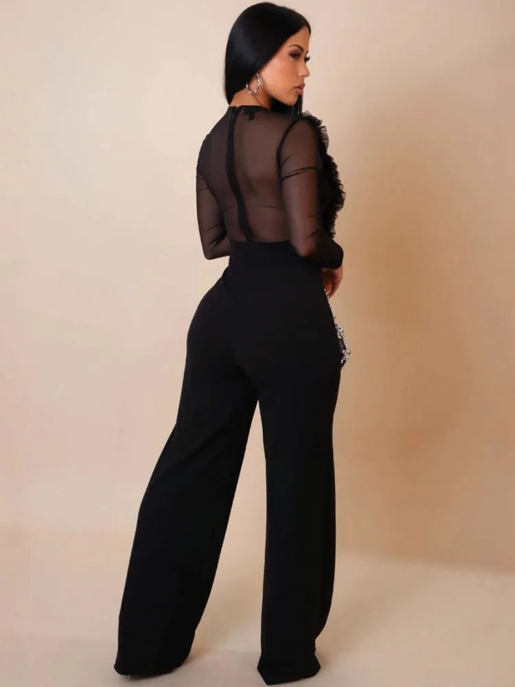 Women Sexy Club Jumpsuits For Summer Autumn Long Sleeve Solid Color Skinny Fashion Streetwear Overalls Pants Trousers 2025 - JN Fashion Fusion
