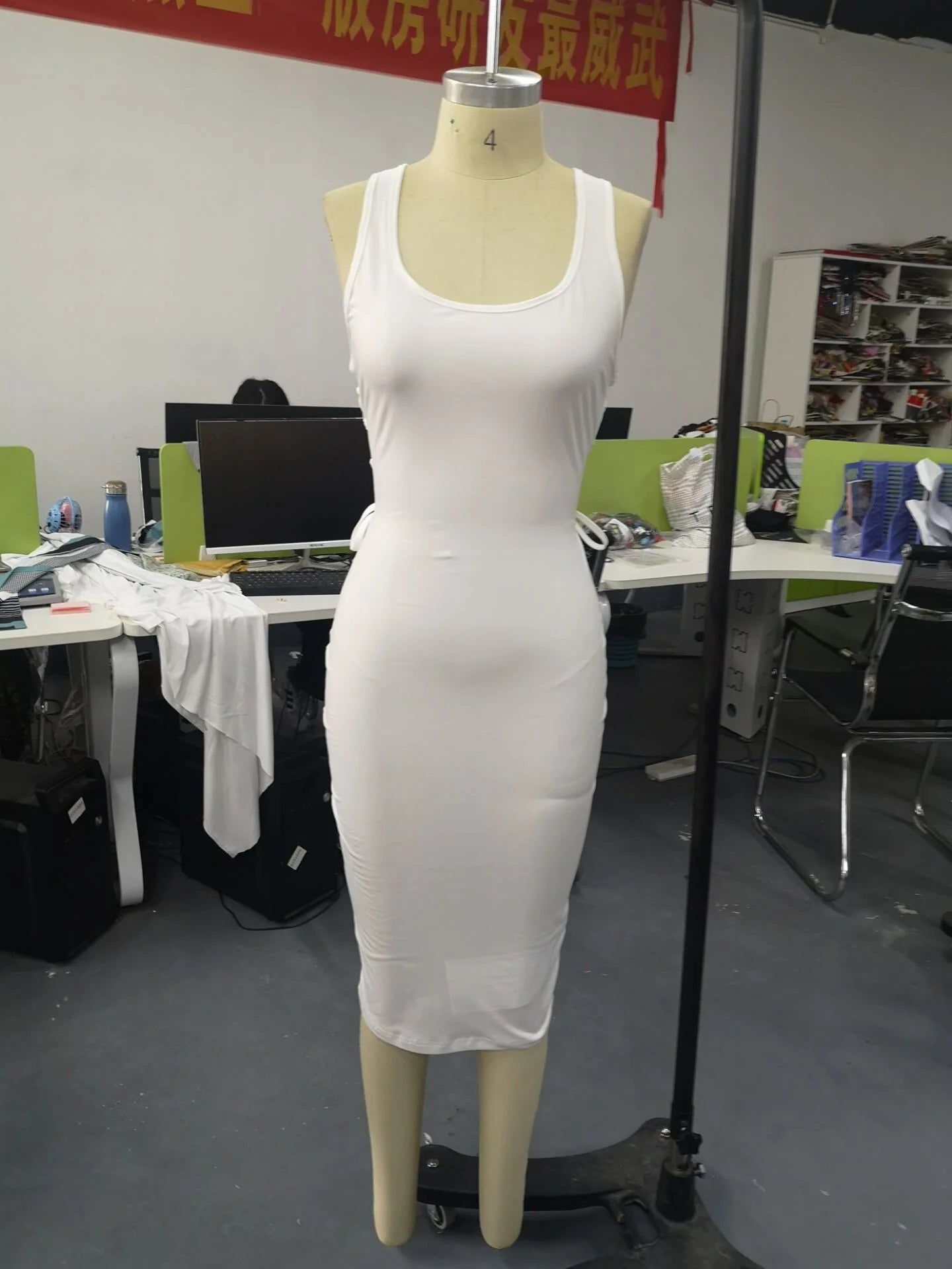 Women Sexy Cut Out Lace-Up Dress 2023 Summer Ladies Fashion Women's Zipper Design Sleeveless Midi Bodycon Lace-Up Dresses - JN Fashion Fusion