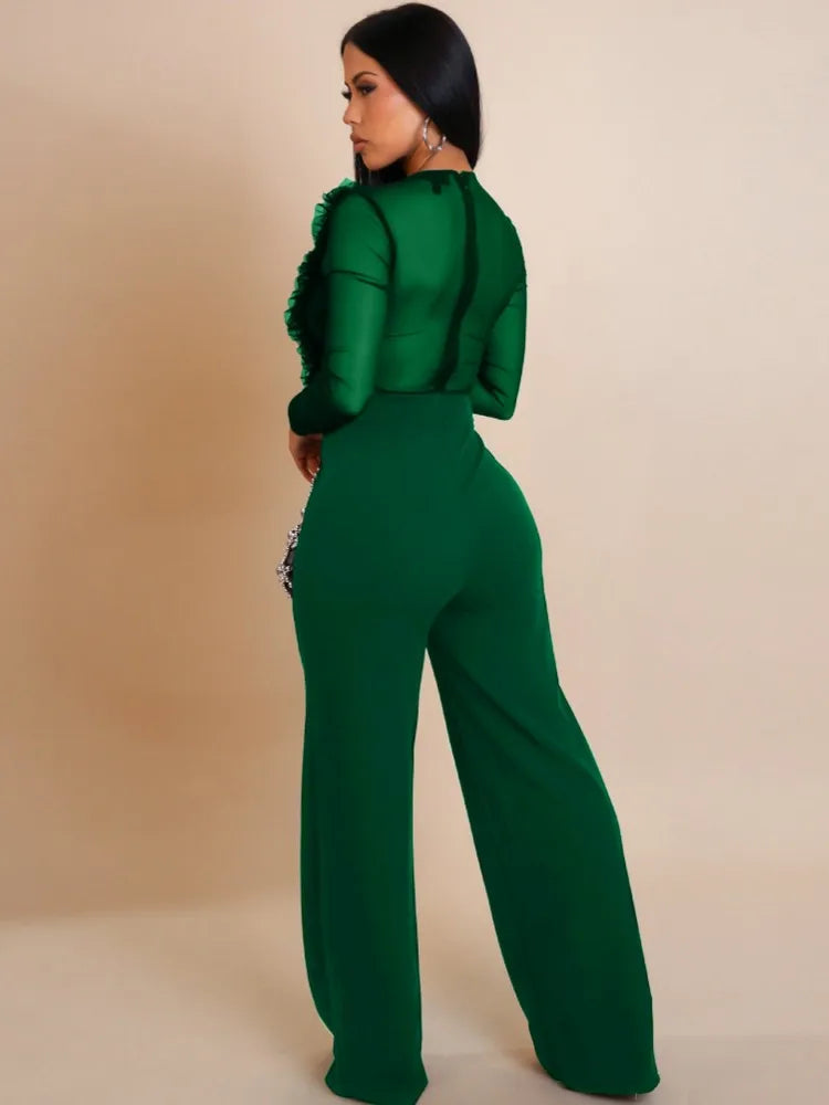 Women Sexy Club Jumpsuits For Summer Autumn Long Sleeve Solid Color Skinny Fashion Streetwear Overalls Pants Trousers 2025 - JN Fashion Fusion