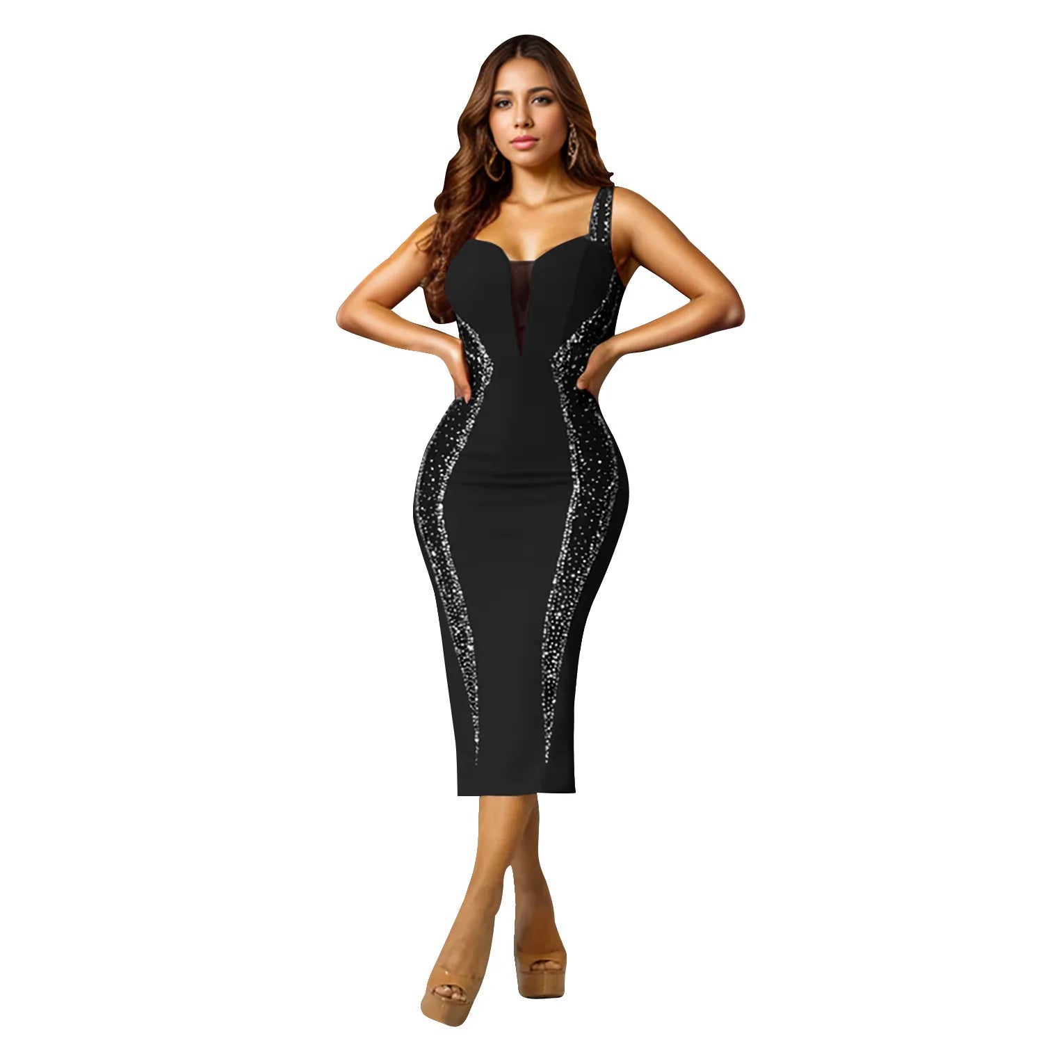 Suspender Solid Color Women Temperament Long Dresses European And American New Sleeveless Beautiful Bodycon Ceremony Girl Dresse