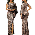 Vestidos Ladies Long Luxury Designer Classy Party Dress Off the Shoulder Short Sleeve Slit Maxi Long Dresse - JN Fashion Fusion