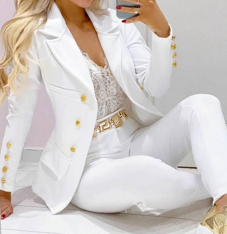 Women's Autumn Clothes Two Piece Set Female Coats and Pants Fashion Versatile Casual Long Sleeve Jacket and Trousers Suit 2023 - JN Fashion Fusion