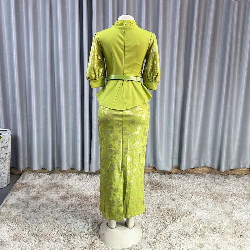 2026 African Party Evening Wedding Dresses for Women Spring African Half Sleeve Diamond Polyester Long Maxi Dresses Outfits