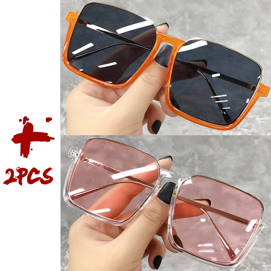 Sunglasses Women 2025 Drive Travel Big Square Frame Luxury Brand Design Gradient Colors Vintage Sun Glasses Ladies Men Unisex - JN Fashion Fusion