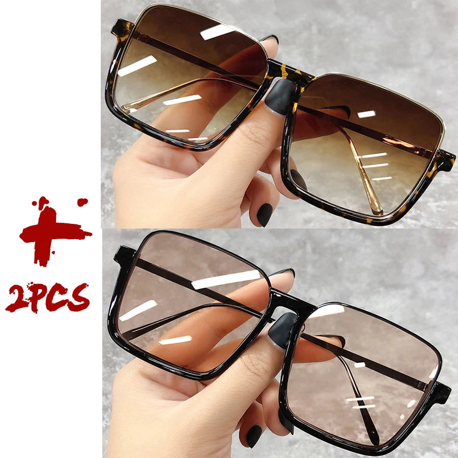 Sunglasses Women 2025 Drive Travel Big Square Frame Luxury Brand Design Gradient Colors Vintage Sun Glasses Ladies Men Unisex - JN Fashion Fusion