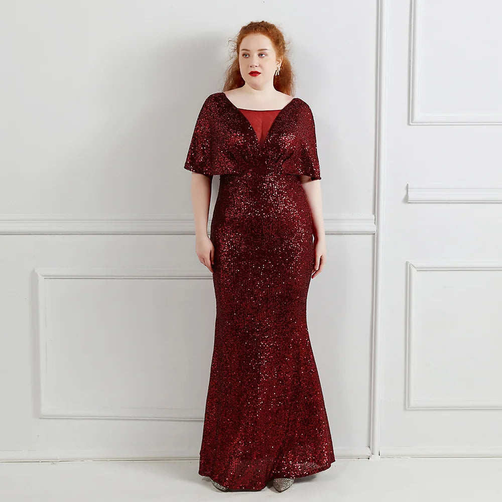 HBLL Plus Size Dress for Women Glitter Sequin Dresses Sexy Party Birthday Elegant Celebrity Floor Length Maxi Evening Dress