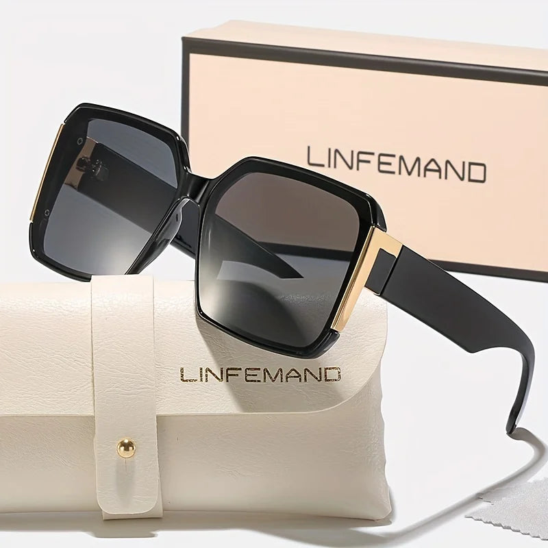 LINFEMAND Fashion Large Frame Decoration Glasses for Women UV400 Sunglasses Set Summer Dance Party Holiday Gift - JN Fashion Fusion