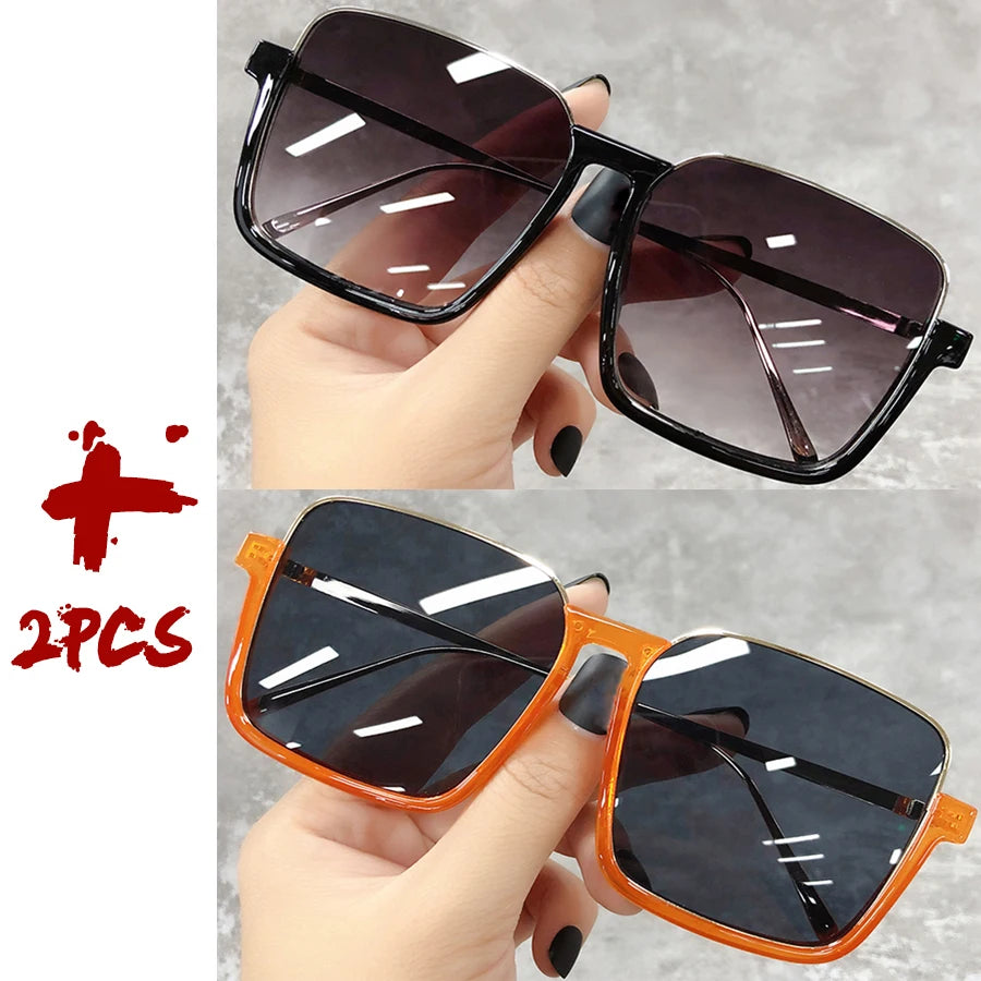 Sunglasses Women 2025 Drive Travel Big Square Frame Luxury Brand Design Gradient Colors Vintage Sun Glasses Ladies Men Unisex - JN Fashion Fusion