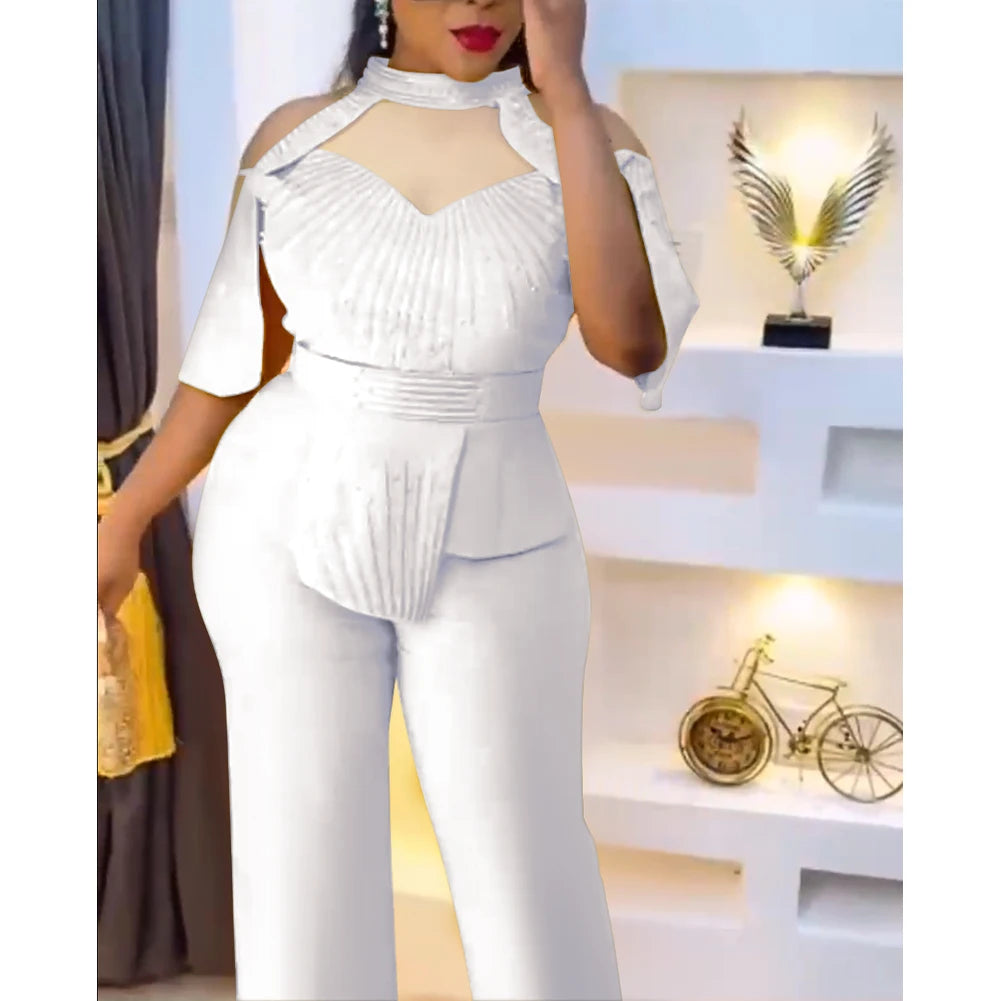 2 Piece Set Africa Clothes 2024 New Dashiki African Summer Fashion Suits Top And Trousers Plus Size Party Clothing for Lady - JN Fashion Fusion