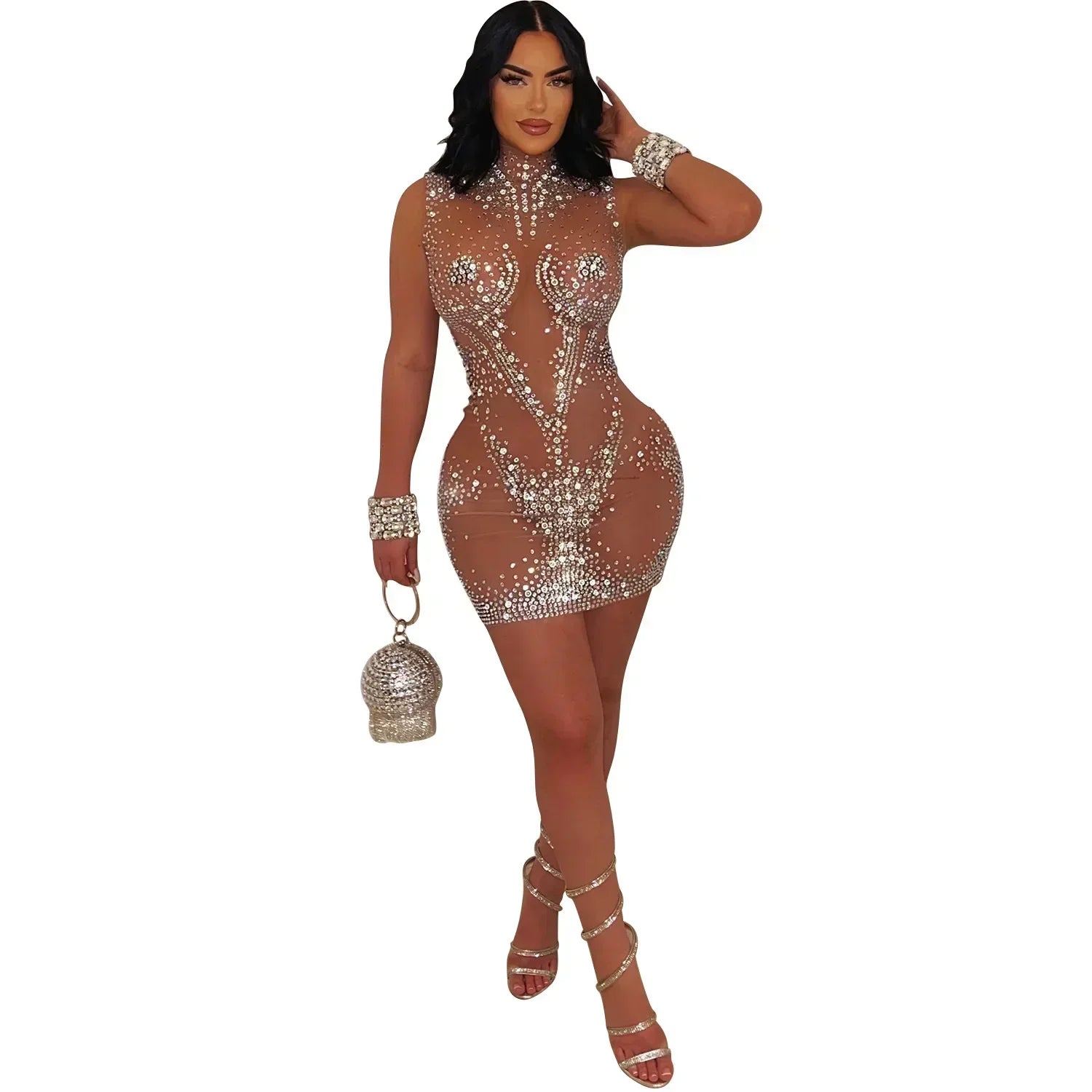 Summer New European and American Women's Sexy Gauze Hot Drill Sleeveless Dress Skirt Package Hip Skirt Women - JN Fashion Fusion
