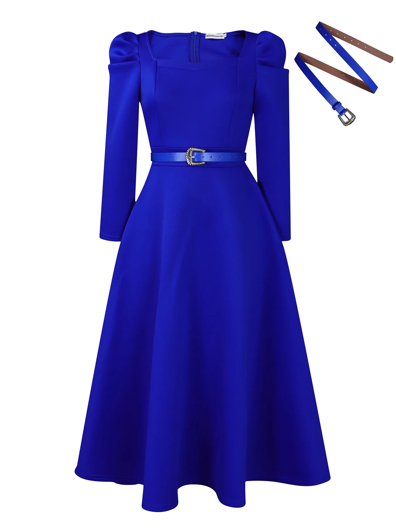 Vintage Spring Autumn Formal Evening Long Sleeve Midi Dresses Women Bubble A Line Pleated Big Bottom Wedding Party Dress