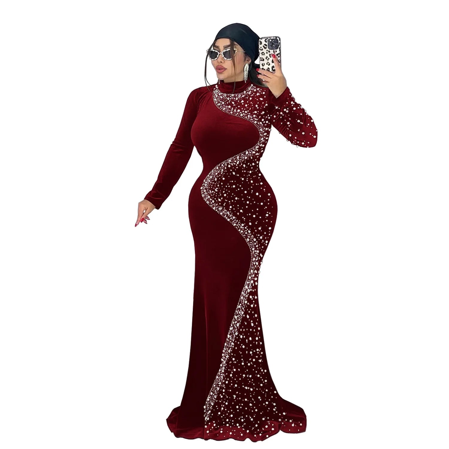 Women's African Dashiki Maxi Dress Ankara Clothing Diamonds Detail Vetement Femme Spring Summer New Zipper Closure Standard Thickness - JN Fashion Fusion