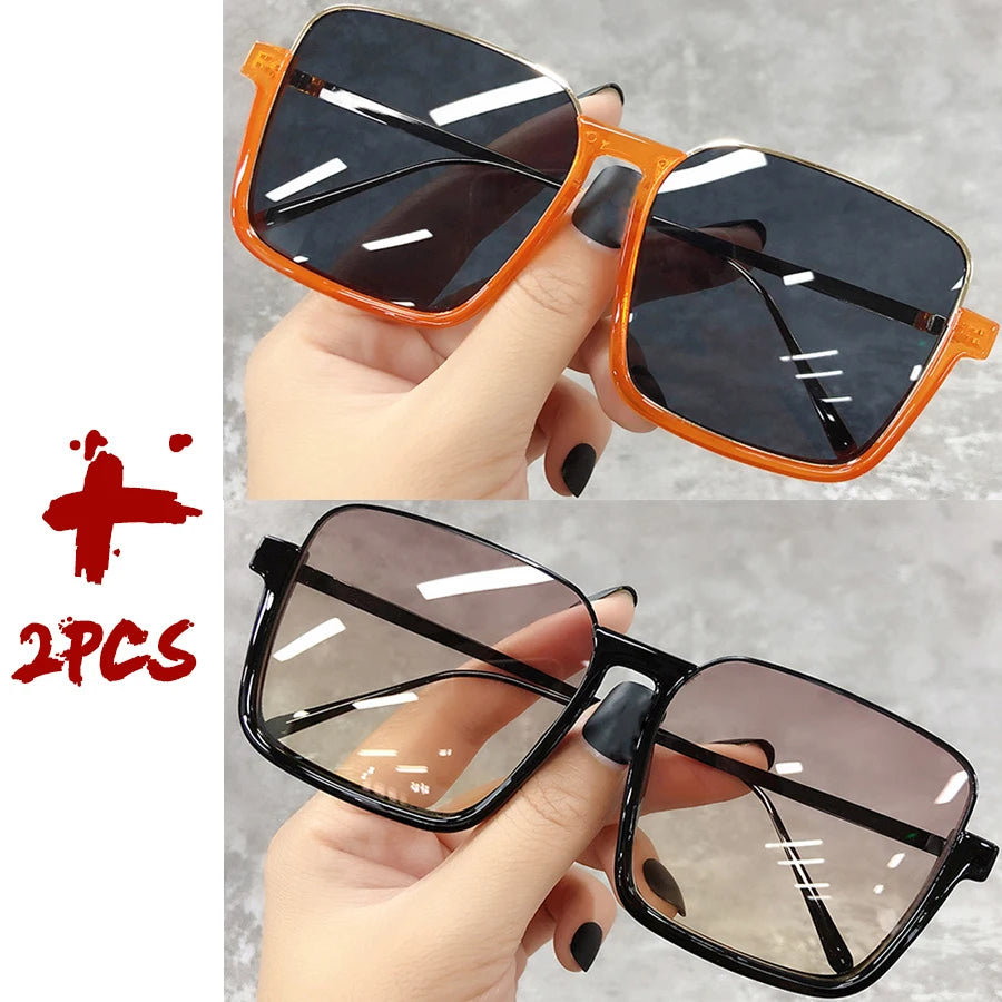 Sunglasses Women 2025 Drive Travel Big Square Frame Luxury Brand Design Gradient Colors Vintage Sun Glasses Ladies Men Unisex - JN Fashion Fusion