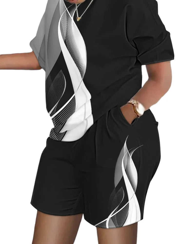 Womens Short Suit Summer Popular Luxury T-shirt+Shorts 2 Piece Sets Fashion Casual Soft Jogging Tracksuit Trend Outfits Clothing - JN Fashion Fusion