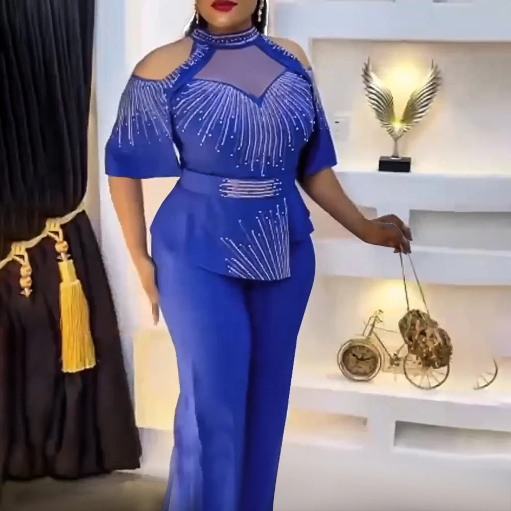 2 Piece Set Africa Clothes 2024 New Dashiki African Summer Fashion Suits Top And Trousers Plus Size Party Clothing for Lady - JN Fashion Fusion